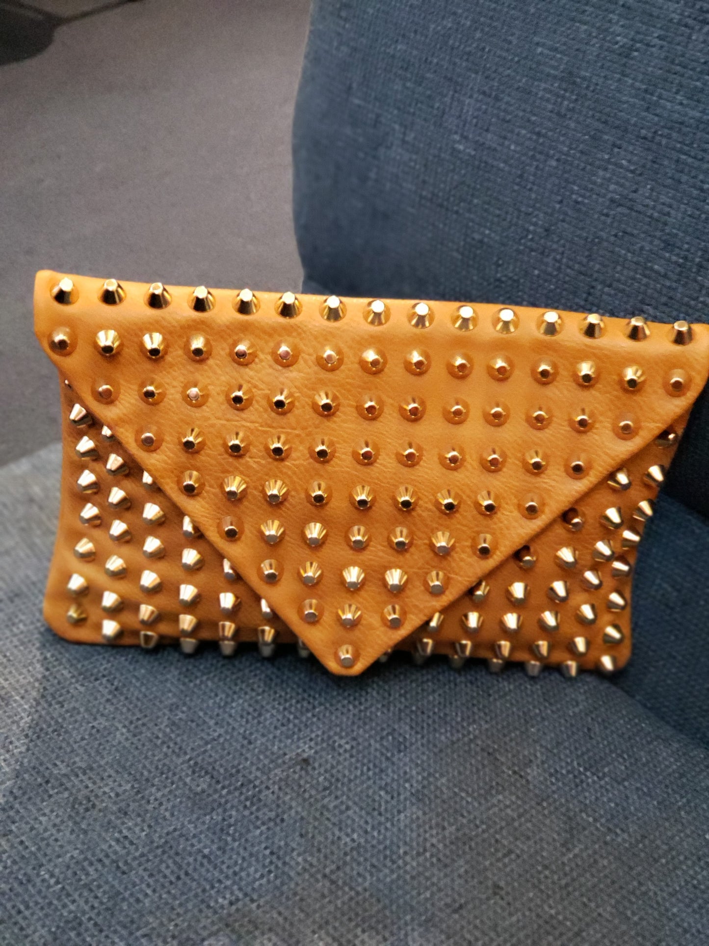 Studded Camel Envelope Clutch