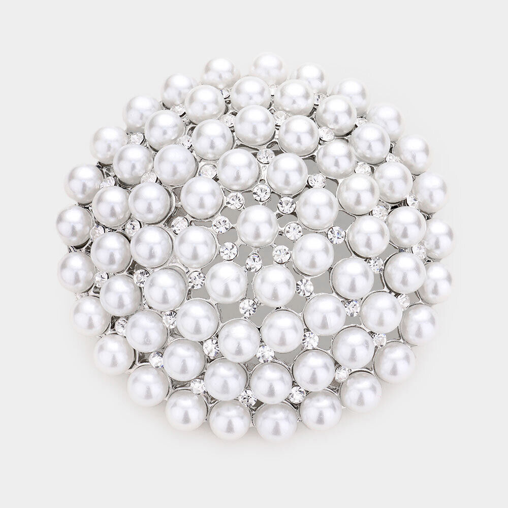 Pearl Round Bling Brooch